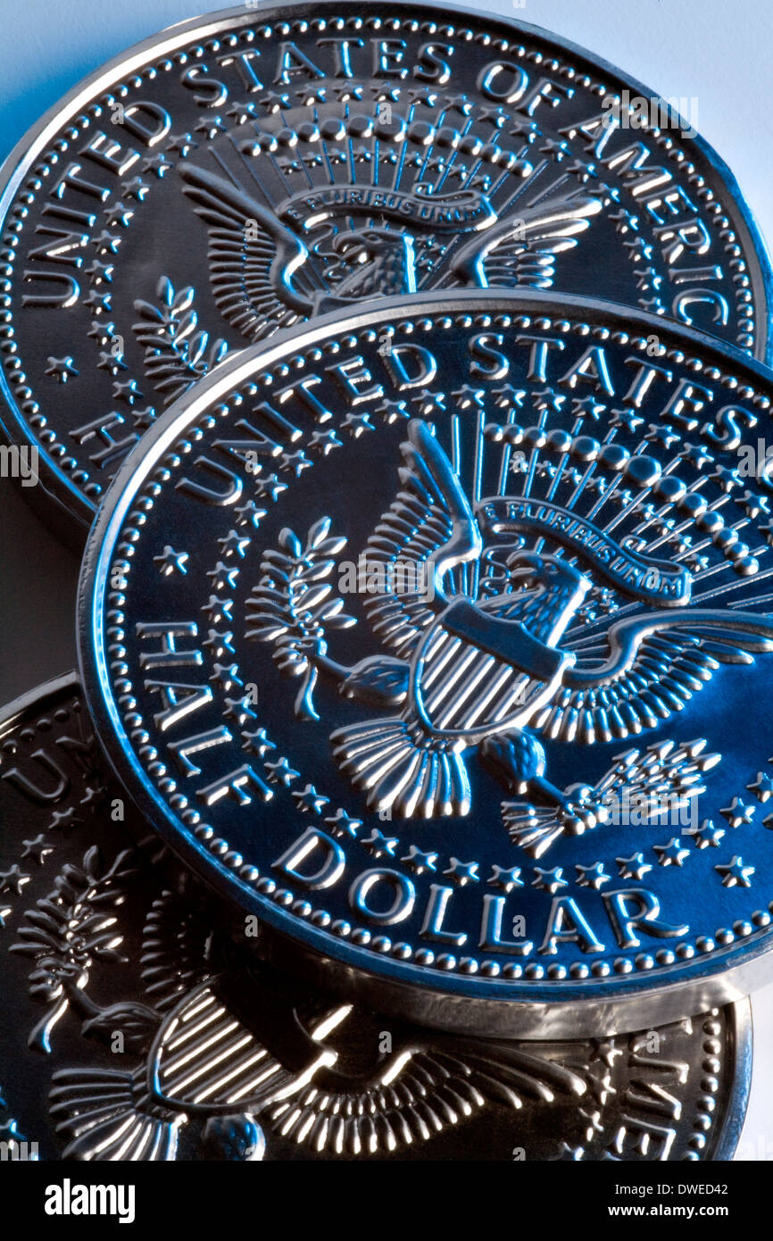 La moitié des pièces de monnaie Dollar des États-Unis Banque D'Images