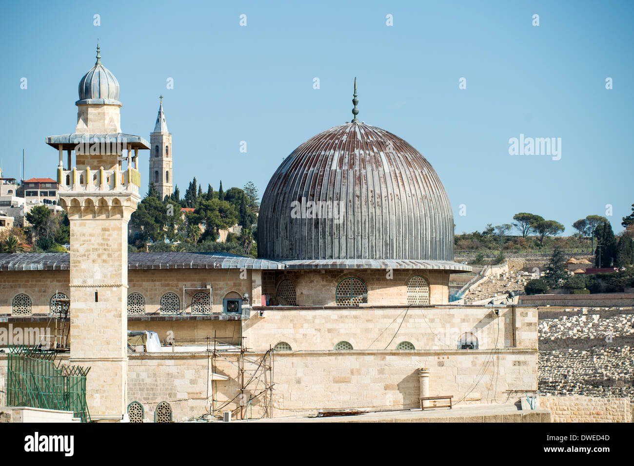Si les murs de la vieille ville de Jérusalem et ses temples. Banque D'Images