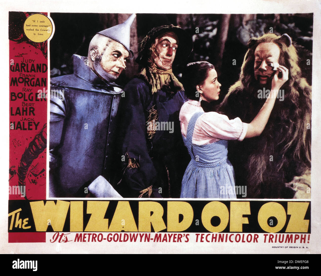 Judy Garland, Ray Bolger, Bert Lahr, Jack Haley et l'Affiche du film "The Wizard of Oz', 1939 Banque D'Images