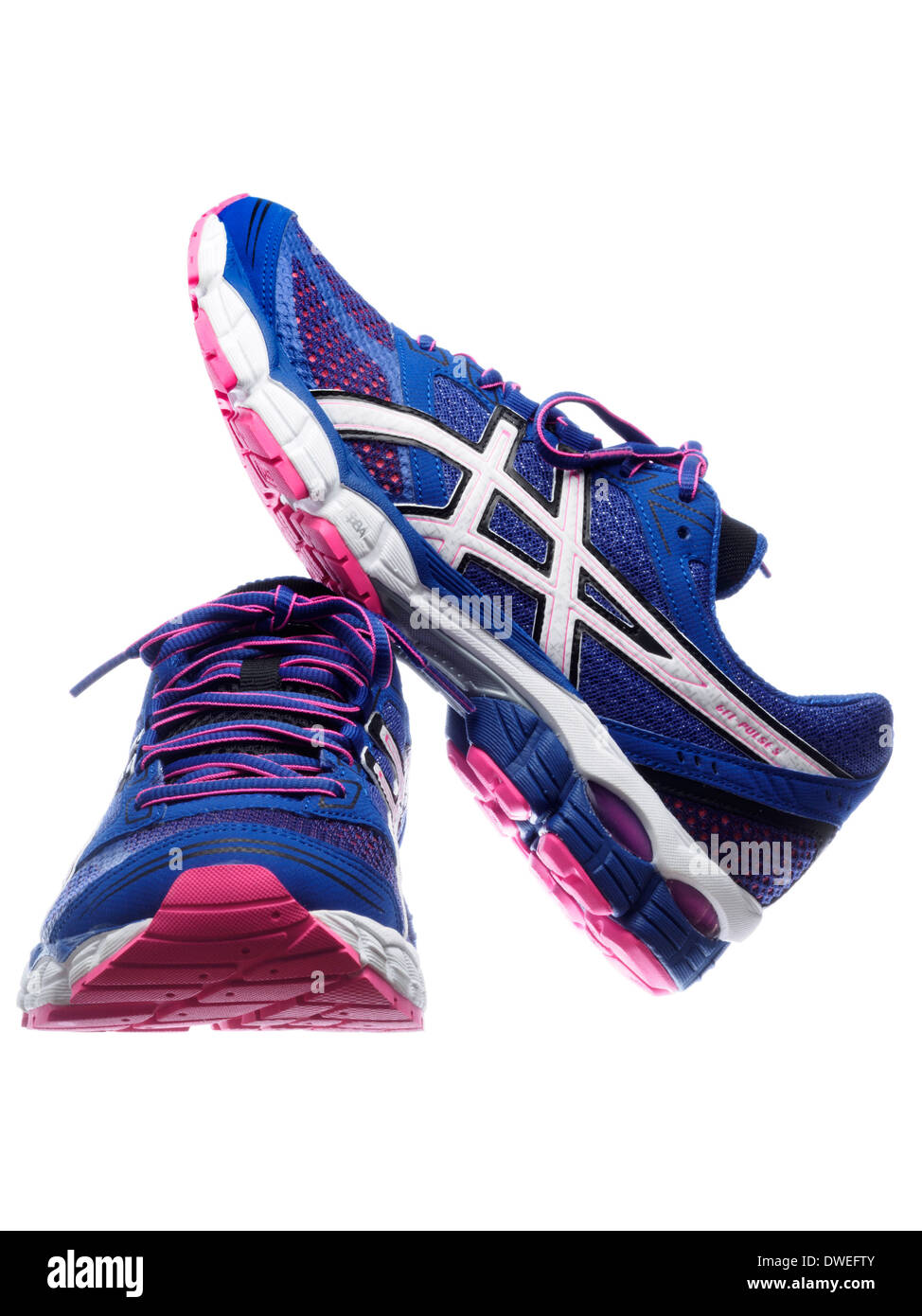 Bleu et rose Asics Gel Pulse 5 chaussures de course Banque D'Images