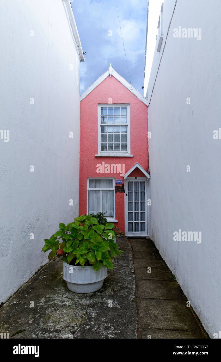Une jolie maison rose dans le village d'Appledore, Devon, Angleterre Banque D'Images