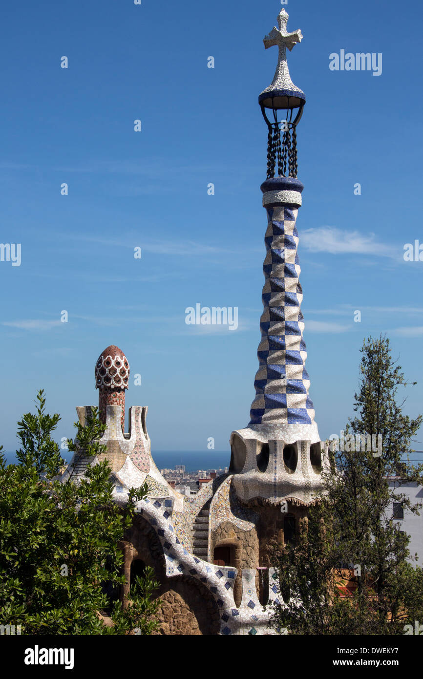 Parc Guell de Gaudi à Barcelone dans la région de l'Espagne Catalogne Banque D'Images