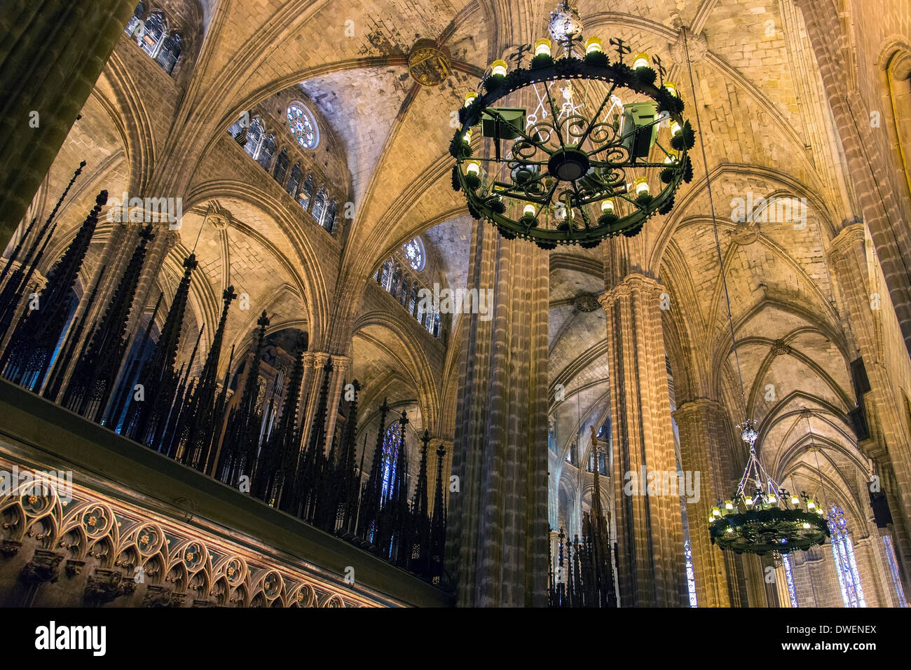La cathédrale de la Sainte Croix et Sainte Eulalia - Barcelone - Catalogne - Espagne Banque D'Images