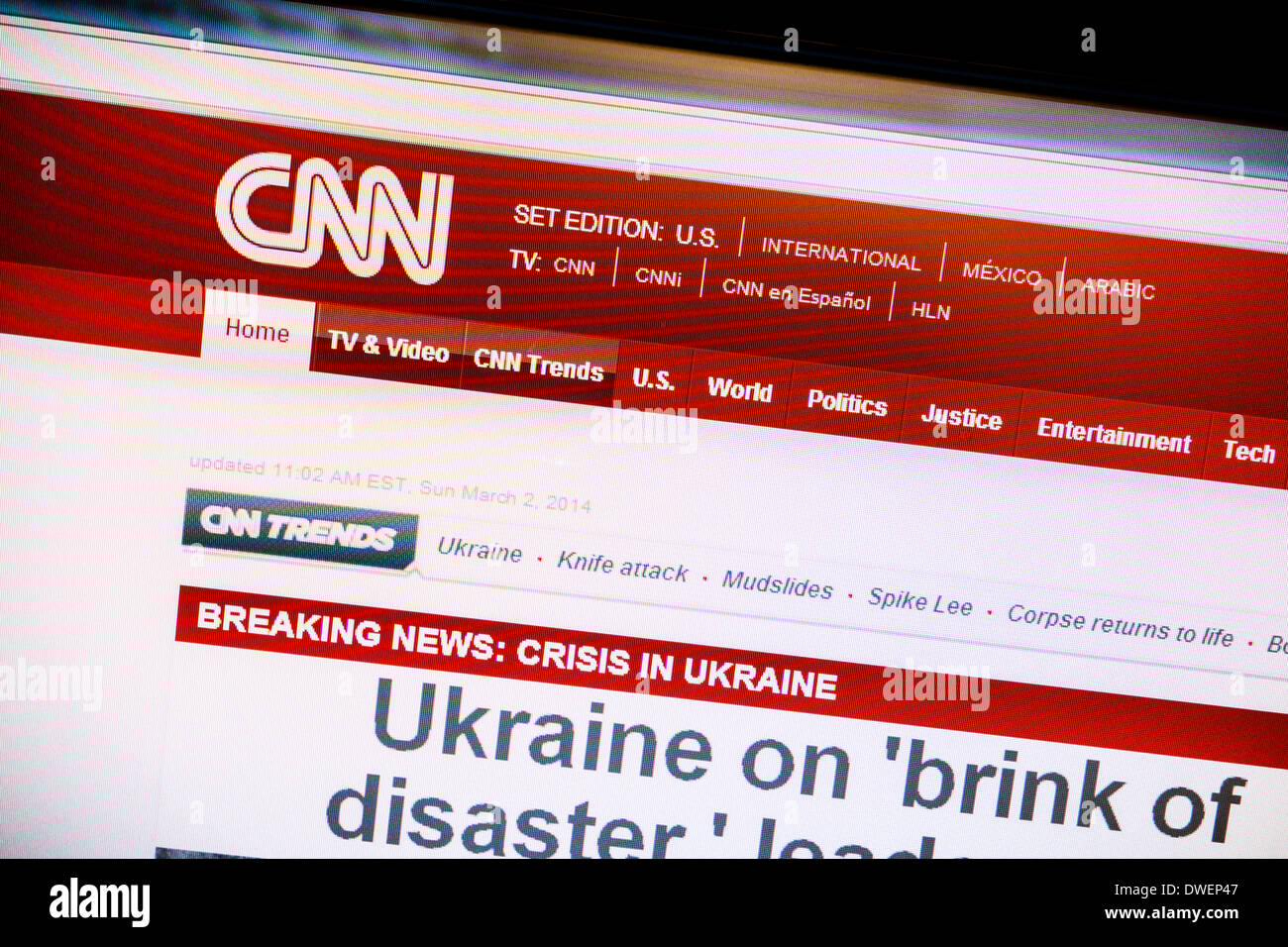 Site web de CNN affiché sur l'écran de l'ordinateur Banque D'Images