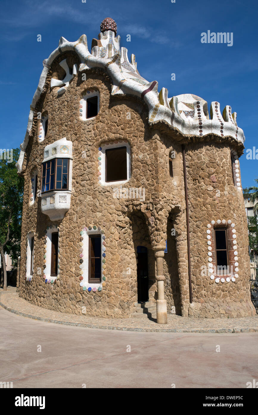 Dans la construction du Parc Güell de Gaudi à Barcelone dans la région de l'Espagne Catalogne Banque D'Images