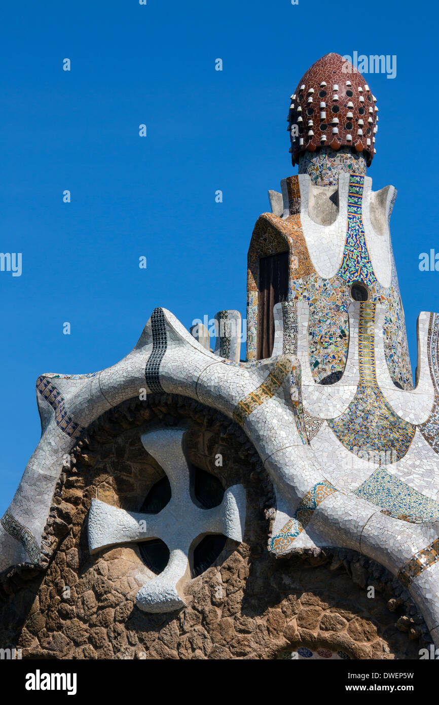 Dans la construction du Parc Güell de Gaudi à Barcelone dans la région de l'Espagne Catalogne Banque D'Images