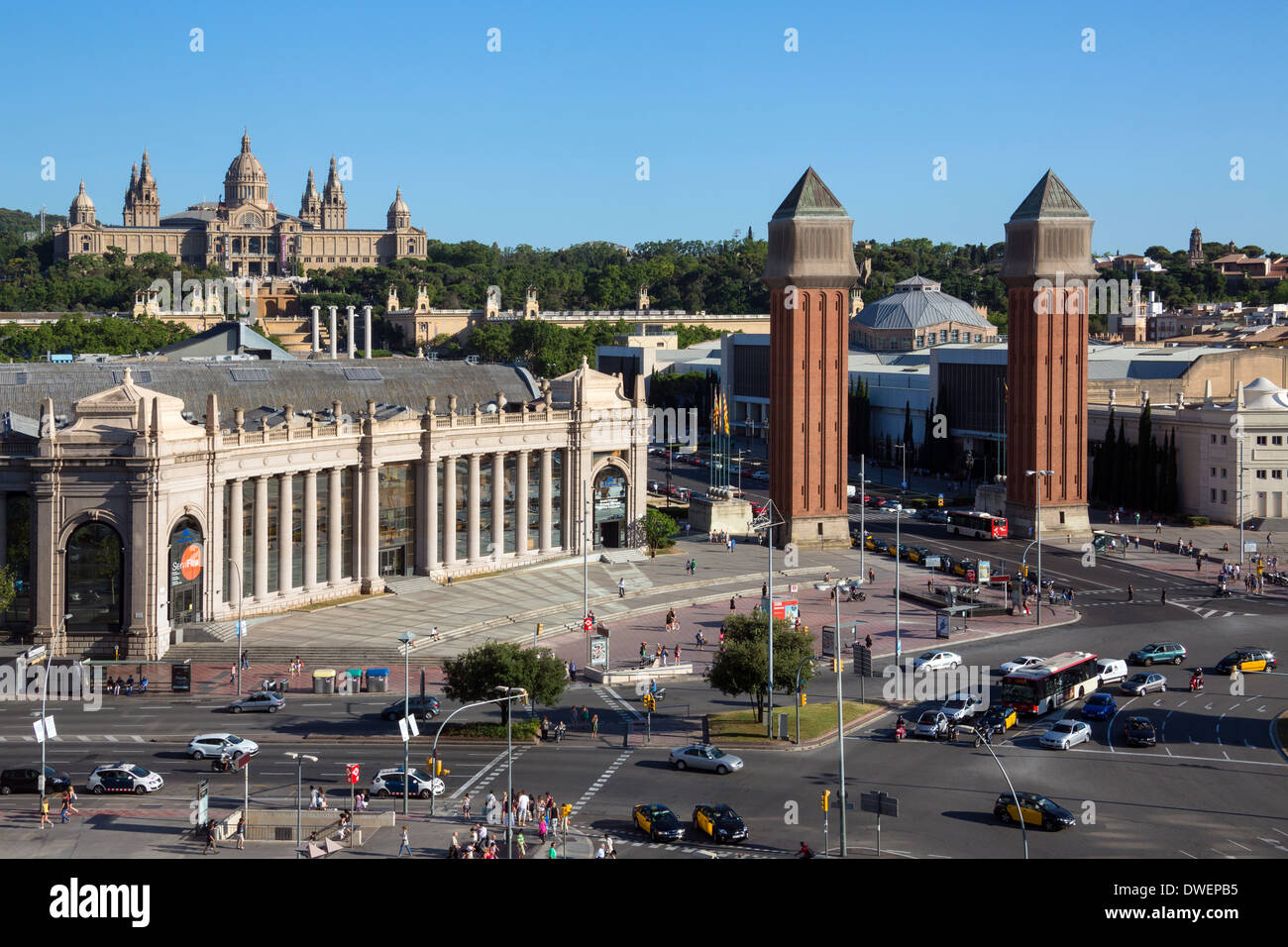 Le Palais National - quartier Montjuic de Barcelone dans la région de Catalogne en Espagne. Banque D'Images