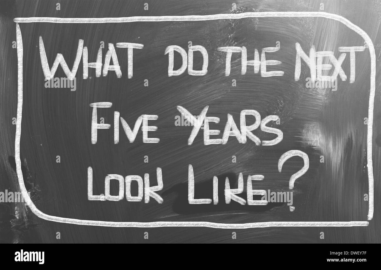 Qu'est-ce que les cinq prochaines années l'air Concept Banque D'Images