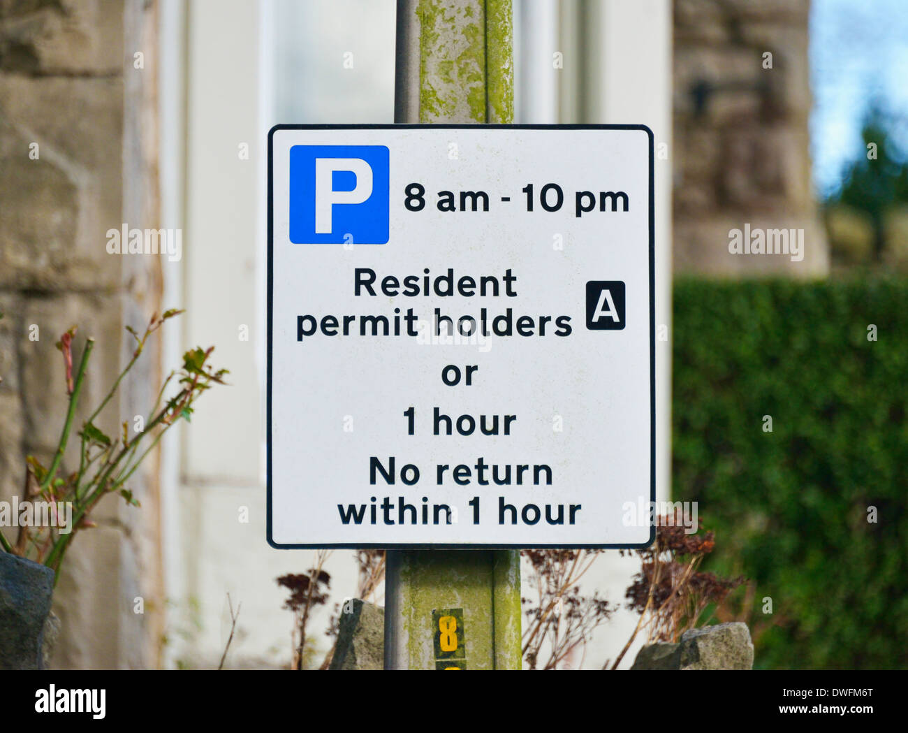 Parking sign. Caroline Street, Kendal, Cumbria, Angleterre, Royaume-Uni, Europe. Banque D'Images