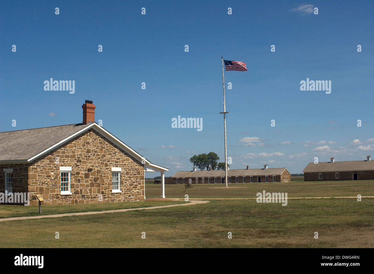 Fort Larned, un poste de l'Armée US qui gardaient la Santa Fe Trail, le Kansas. Photographie numérique Banque D'Images