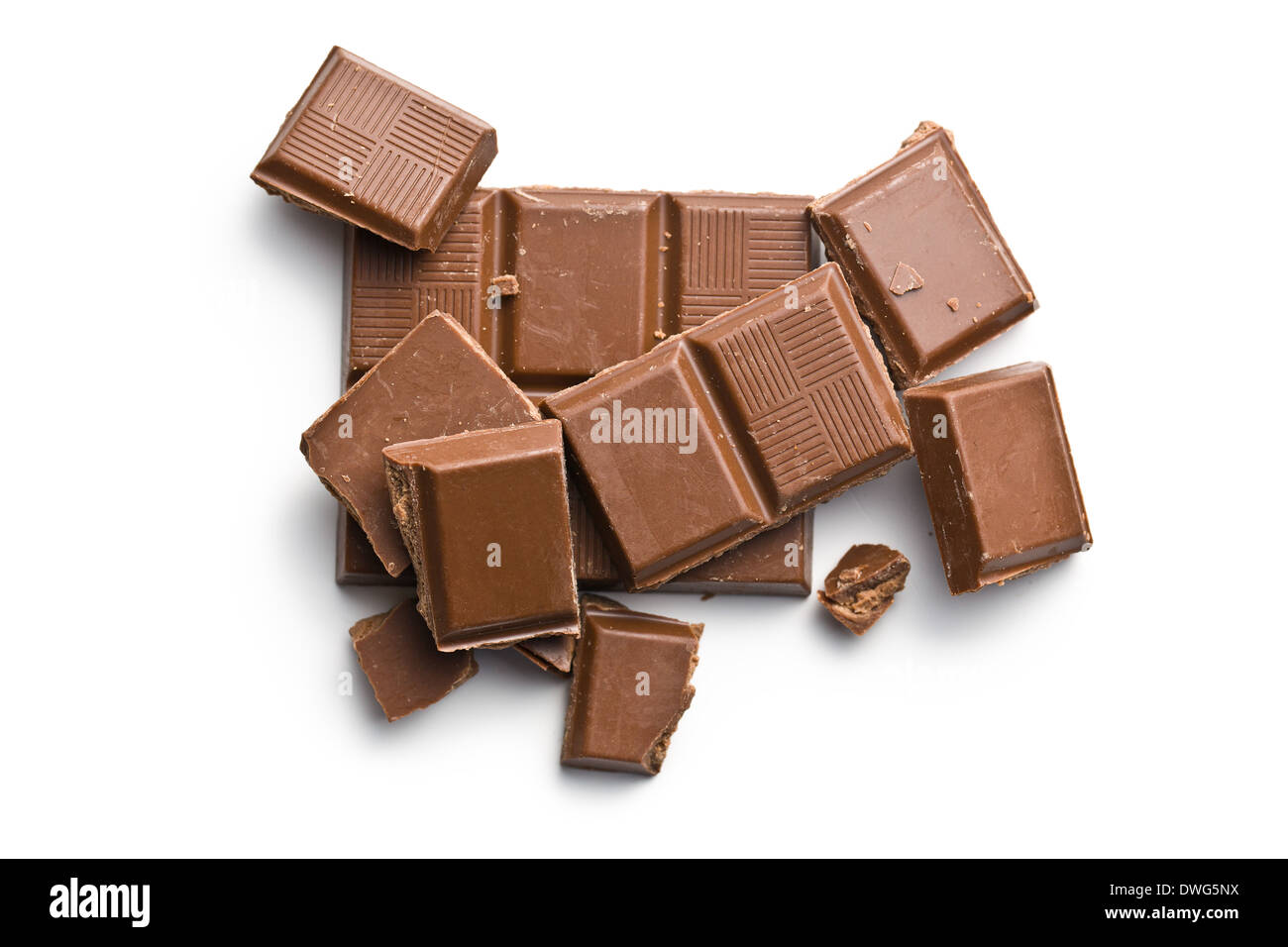 Les barres de chocolat au lait sur fond blanc Banque D'Images
