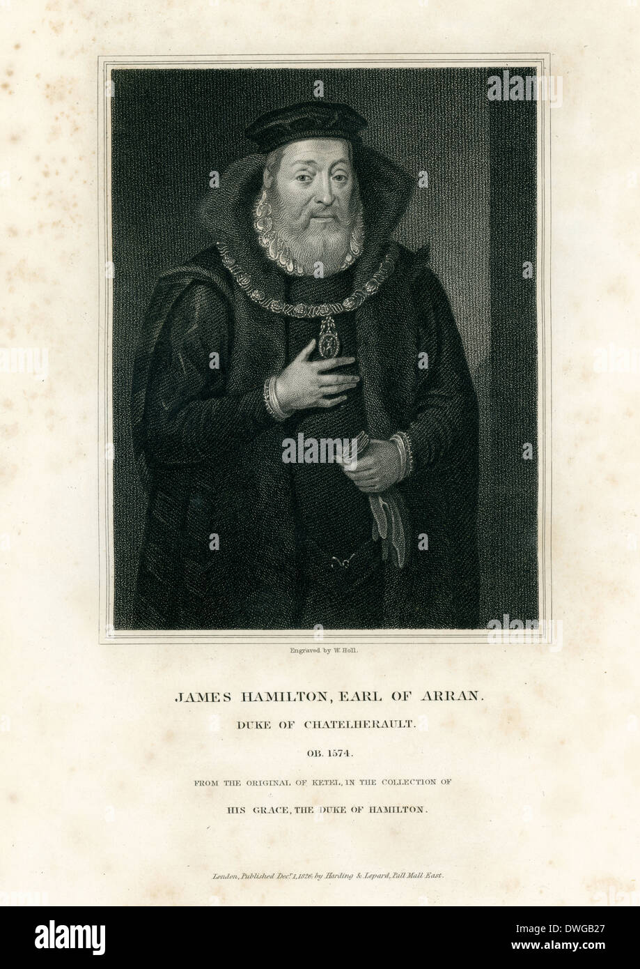 Portrait de James Hamilton, comte d'Arran, duc de Chatelherault. Banque D'Images
