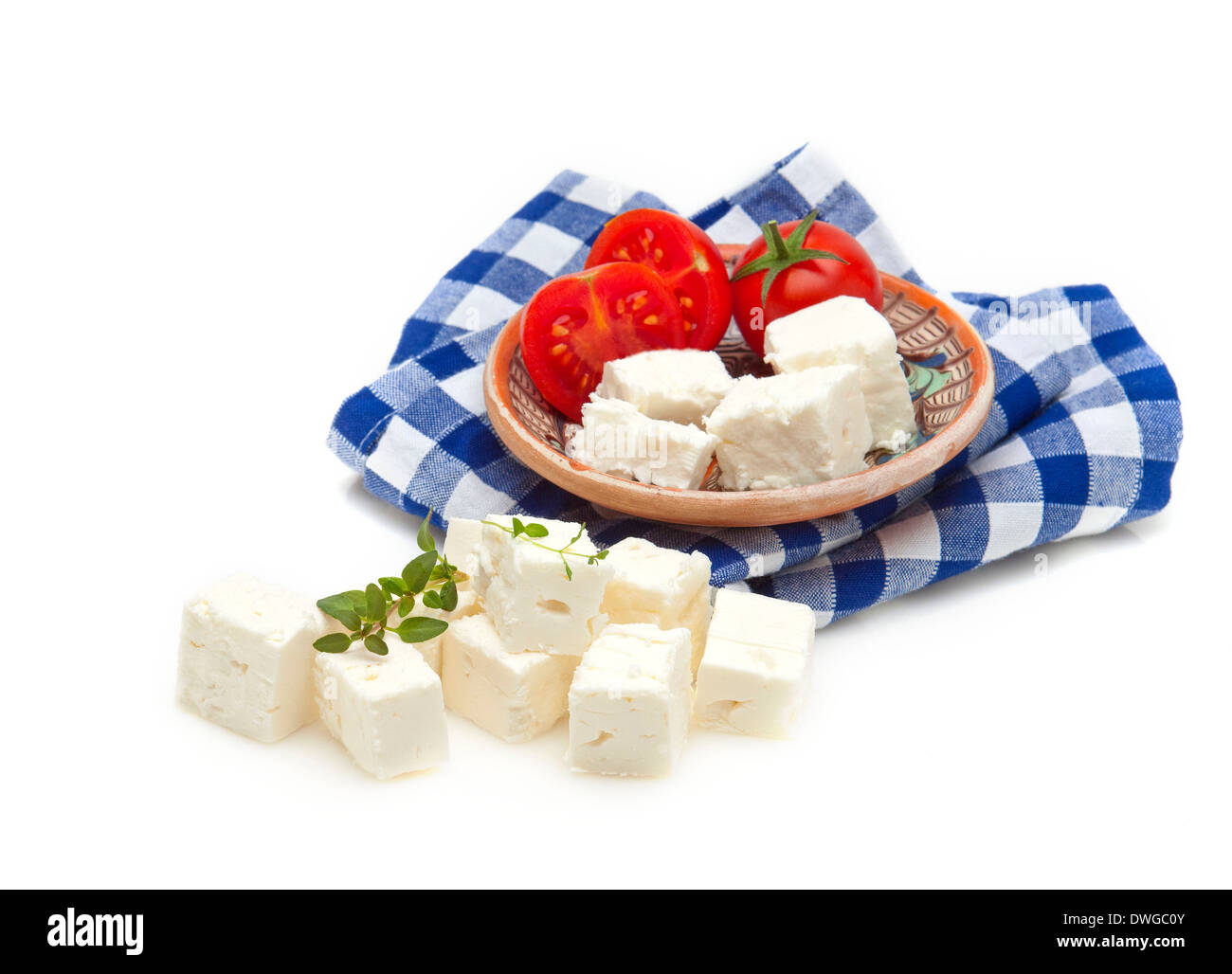 Le fromage feta, tomate et origan grec dénommé avec adittude Banque D'Images