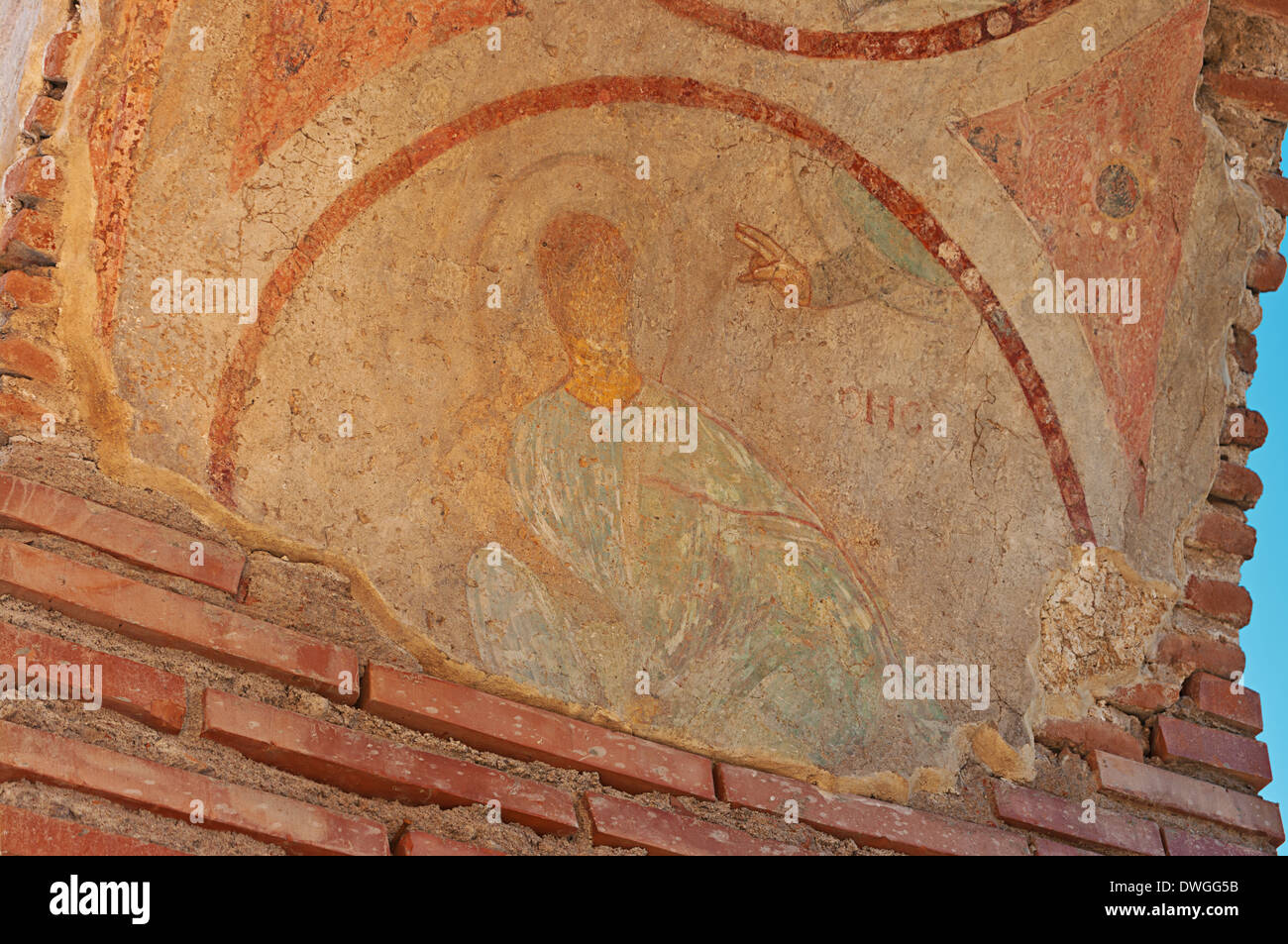 Fresque de la main de Dieu la bénédiction dans l'église Chrétienne à partir du 6ème siècle, la Bulgarie, l'Europe de l'Est Banque D'Images