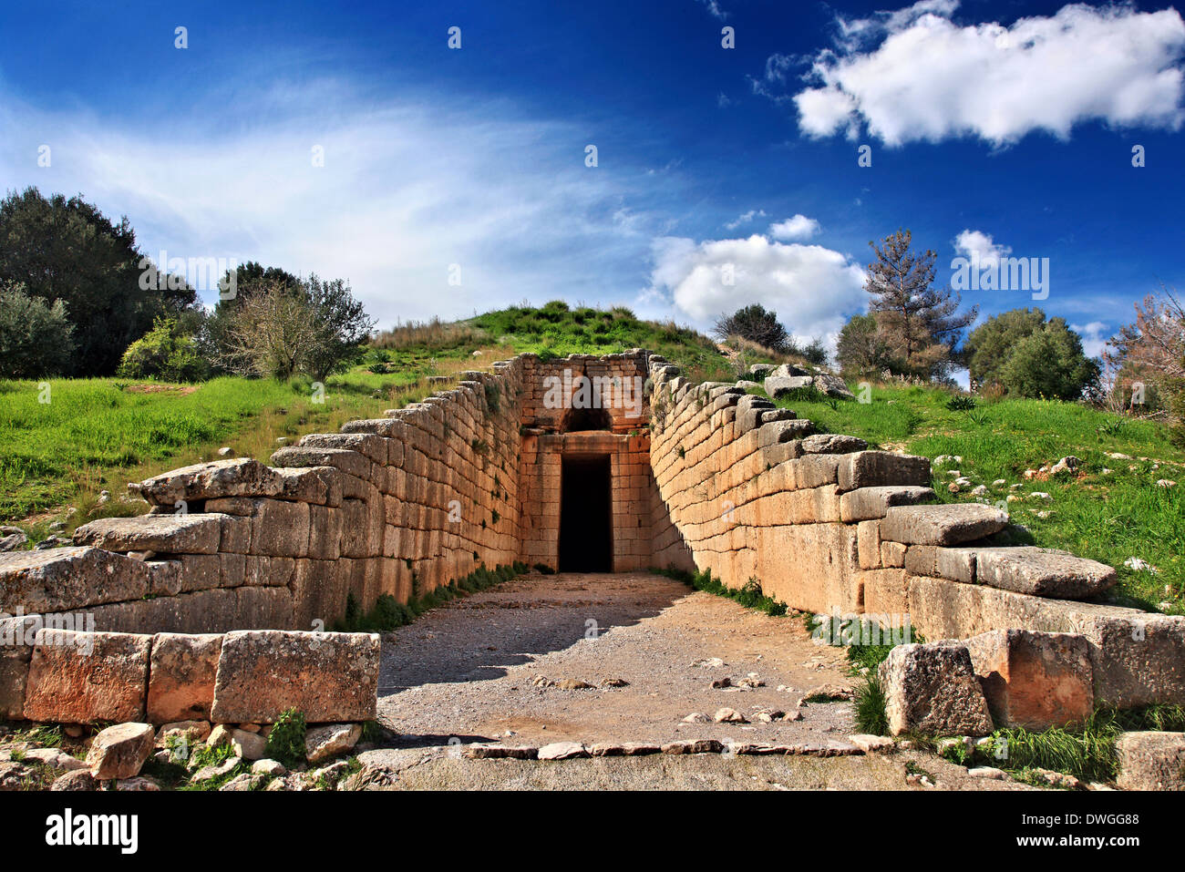 Le "trésor d'Atrée", ancienne Mycènes (Mykines) , Argolida (Argolide), Péloponnèse, Grèce. Banque D'Images