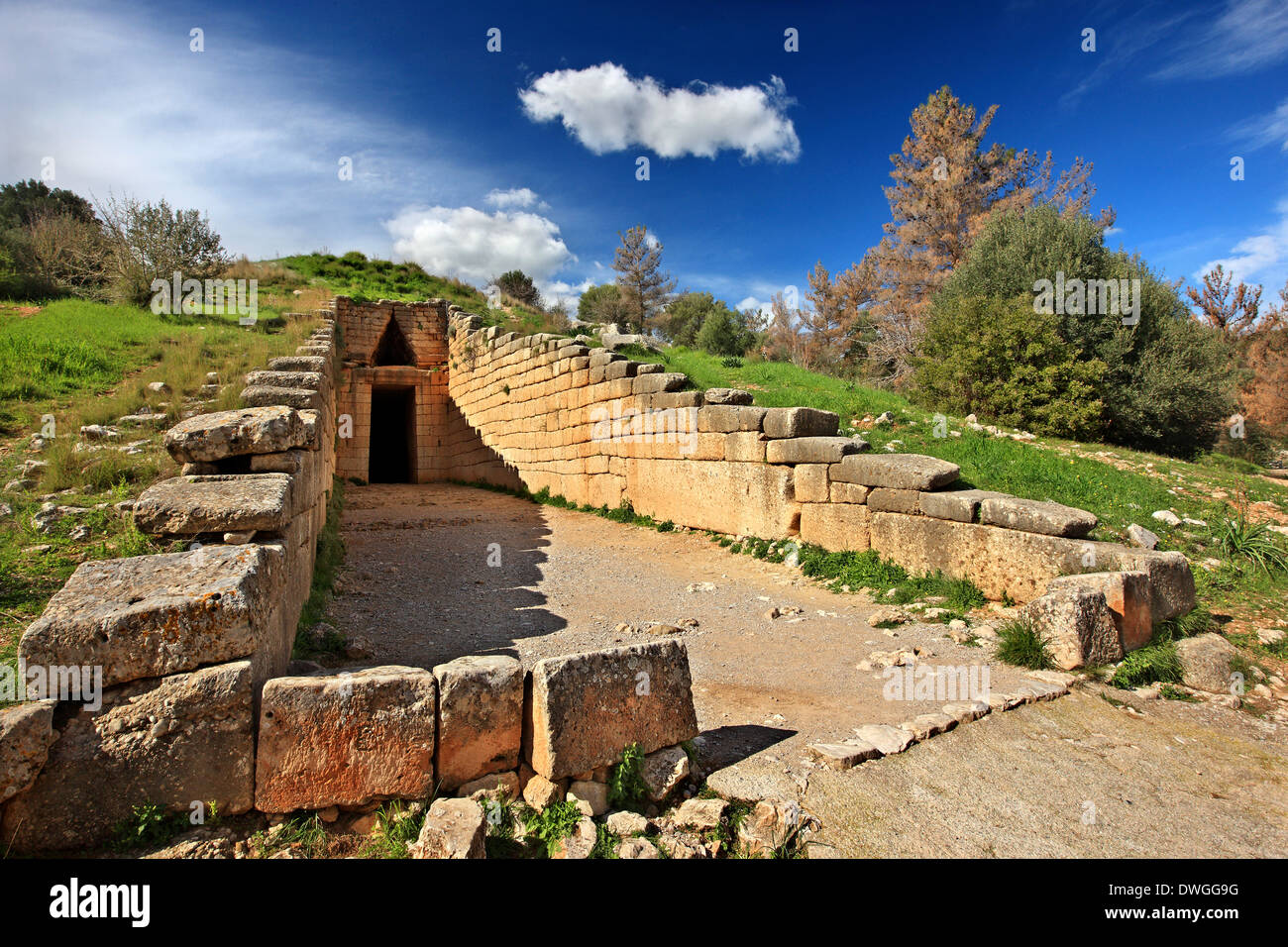 Le "trésor d'Atrée", ancienne Mycènes (Mykines) , Argolida (Argolide), Péloponnèse, Grèce. Banque D'Images