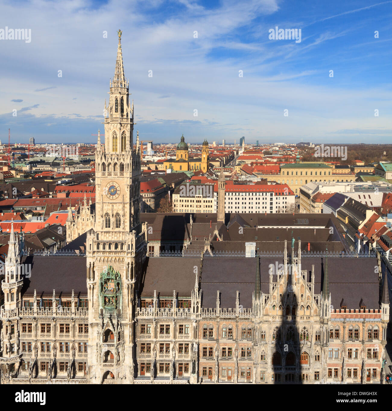 Munich, l'Hôtel de ville gothique sur la Marienplatz, Bavière, Allemagne Banque D'Images