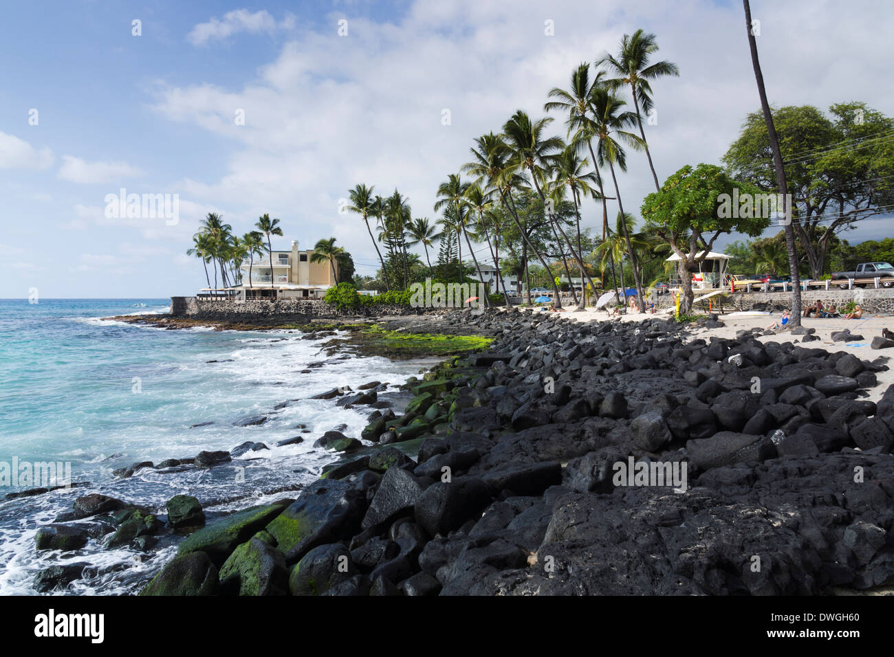 (Blanc) Magic Sands Beach, Laʻaloa Beach County Park, Kailua-Kona, Big Island, Hawaii, USA. Banque D'Images