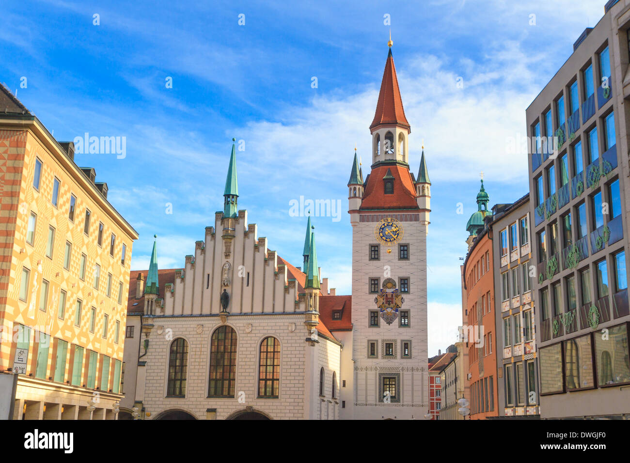 Munich, l'Ancien hôtel de ville avec tour, Bavière, Allemagne Banque D'Images