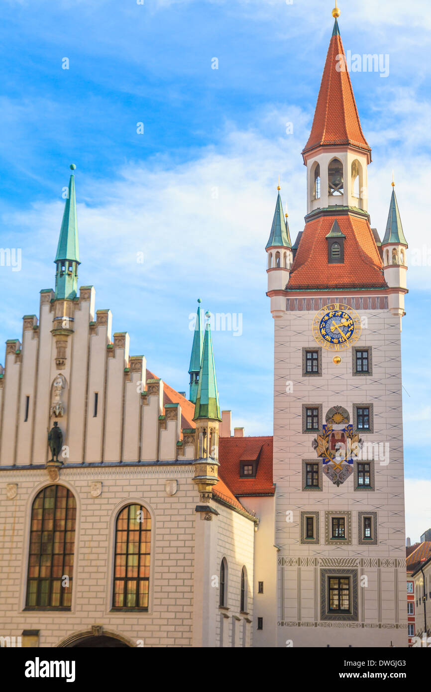 Munich, l'Ancien hôtel de ville avec tour, Bavière, Allemagne Banque D'Images