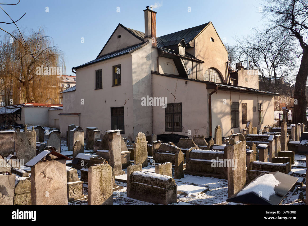 Le vieux quartier juif cimetière Remu'h et de la synagogue dans le quartier de Kazimierz à Cracovie en Pologne - Banque D'Images