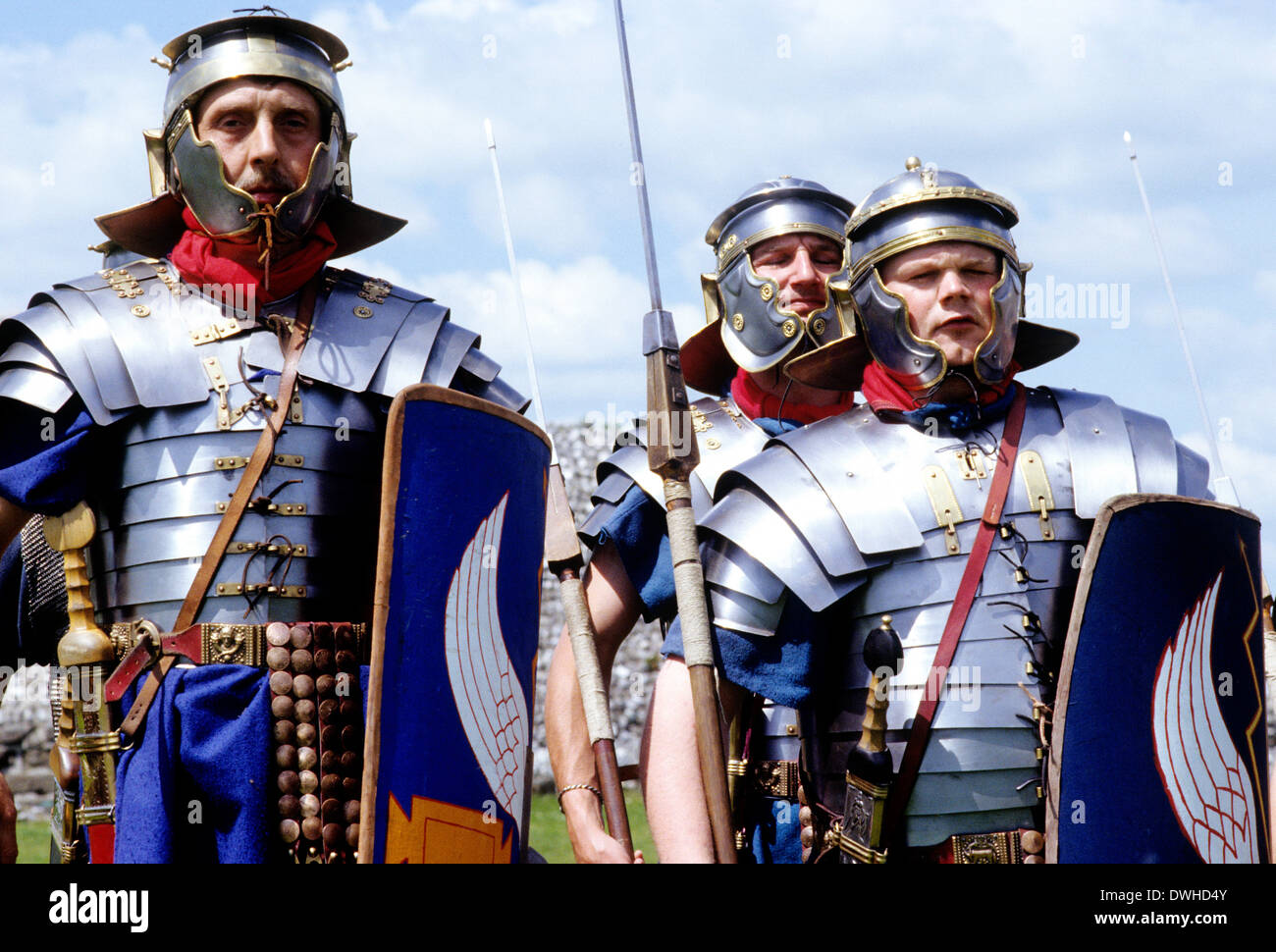 L'armée romaine, 14e légion dans la Grande-Bretagne, 2e siècle, reconstitution historique des soldats soldat légionnaire England UK Banque D'Images