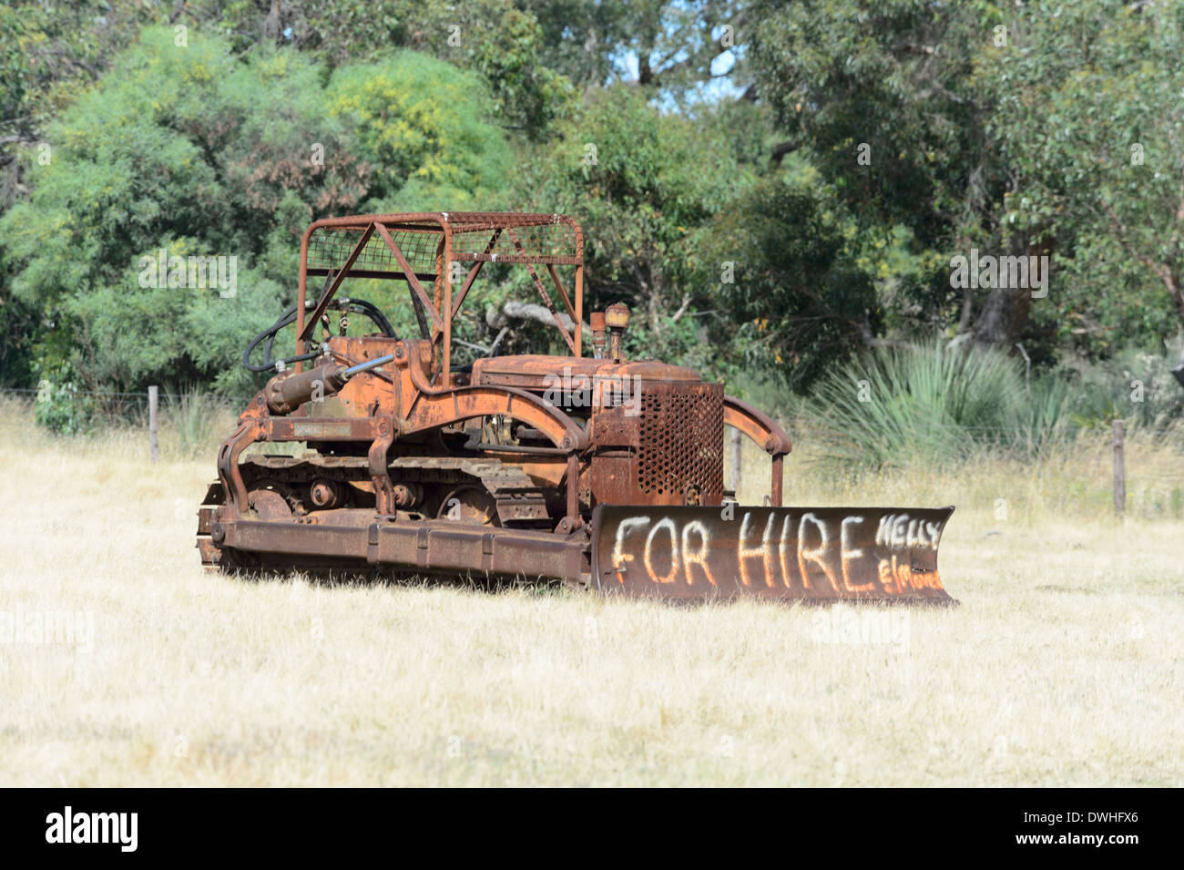 Vieux tracteur rouillé, Kangaroo Island, Australie du Sud, SA, Australie Banque D'Images