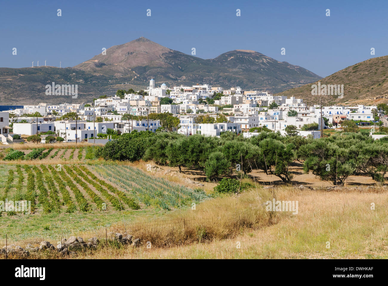 La ville portuaire d'Adamas, l'île de Milos, Grèce Banque D'Images