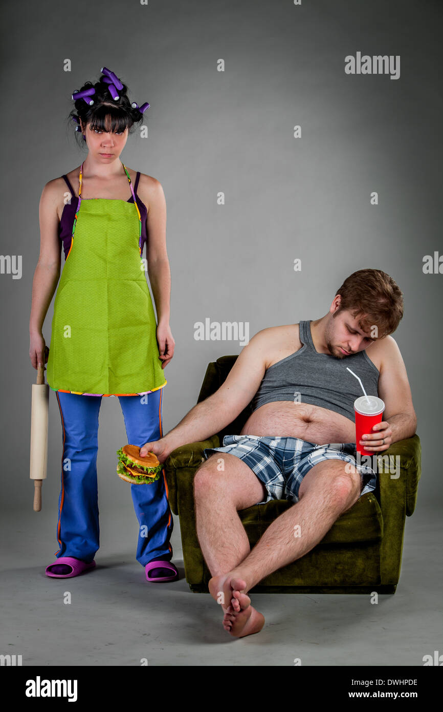 Querelle du mari avec la femme Banque D'Images