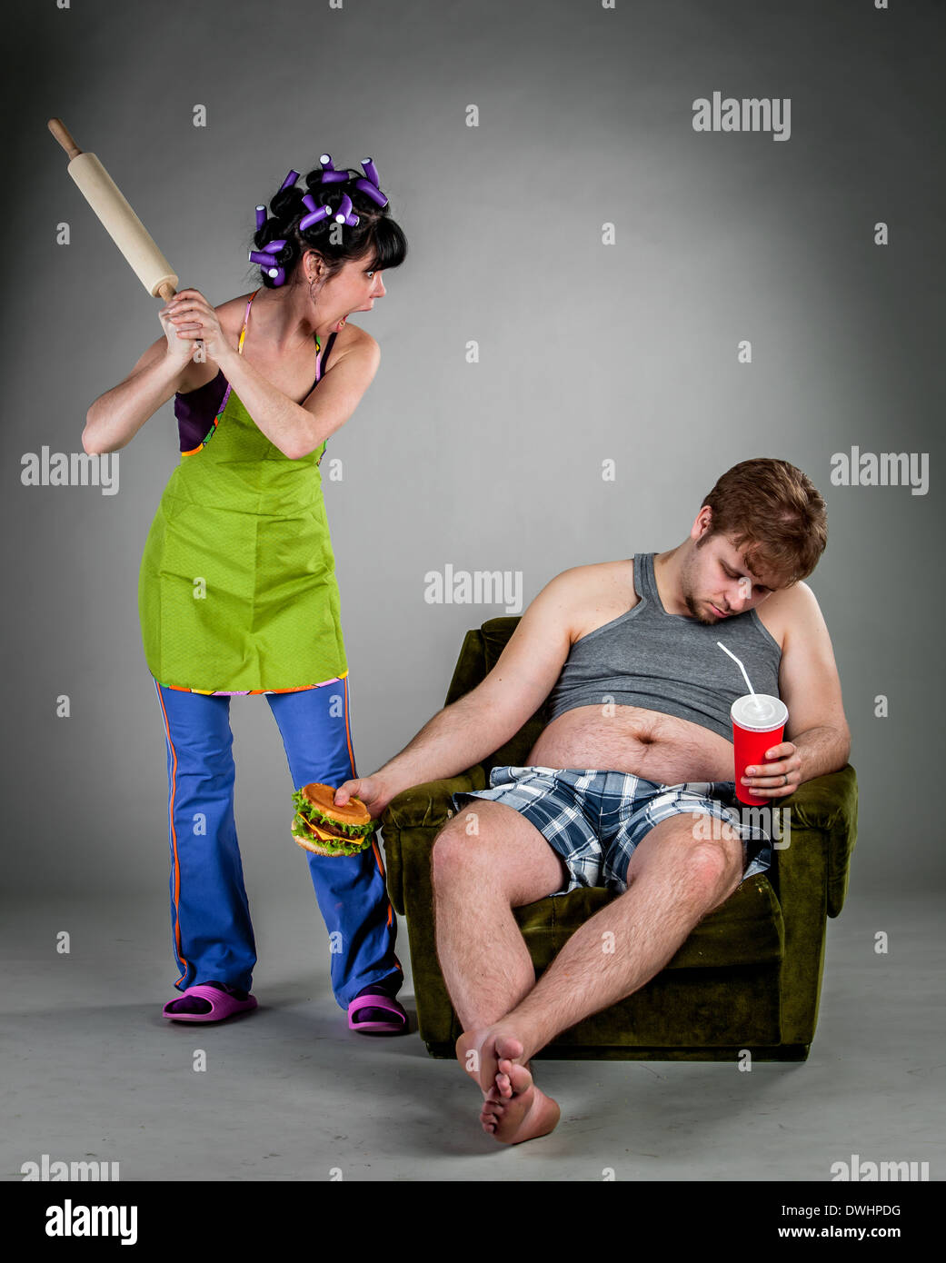 Querelle du mari avec la femme Banque D'Images