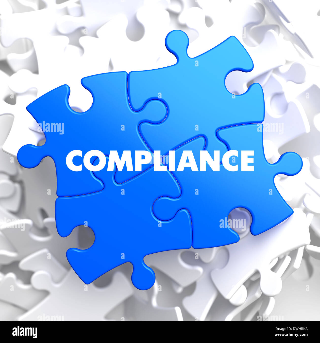 Puzzle bleu sur la conformité. Banque D'Images