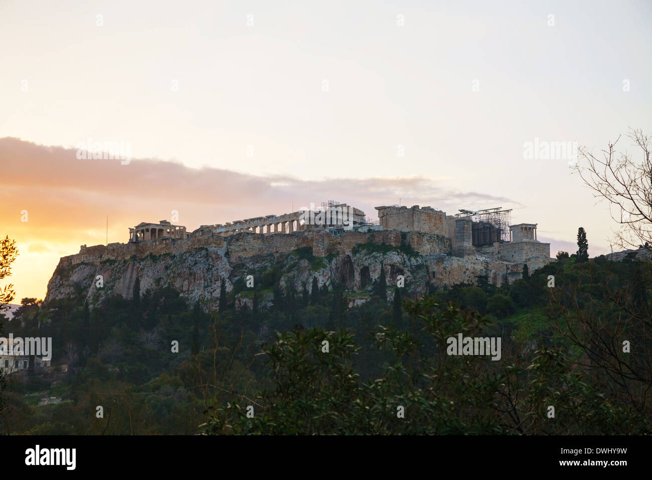 Acropole à Athènes, Grèce le matin après le coucher du soleil Banque D'Images