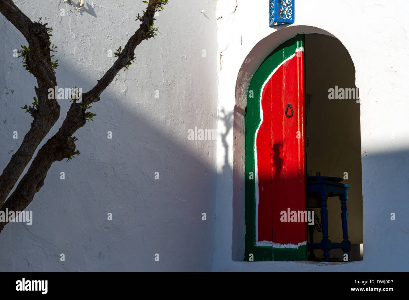 L'Afrique du Nord, Tunisie, Sidi Bou Said. Porte traditionnelle typique. Banque D'Images