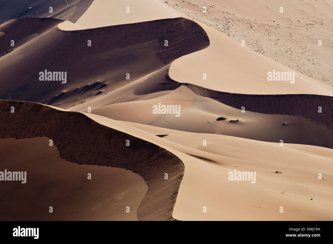 Vue aérienne de dunes de sable dans le Parc National de Sossusvlei, Nabib-Naukluft, Désert du Namib, Namibie, Afrique Banque D'Images