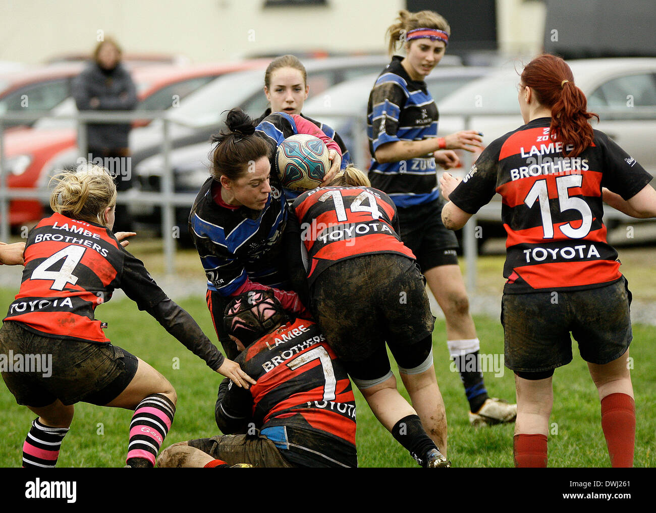 9 mars 2014 : RUGBY Wexford renardes v Tullamore, joué à Park Lane, Wexford renardes Rugby Club, Wexford. Photos Michael Cullen/irlandais Photo.org Banque D'Images
