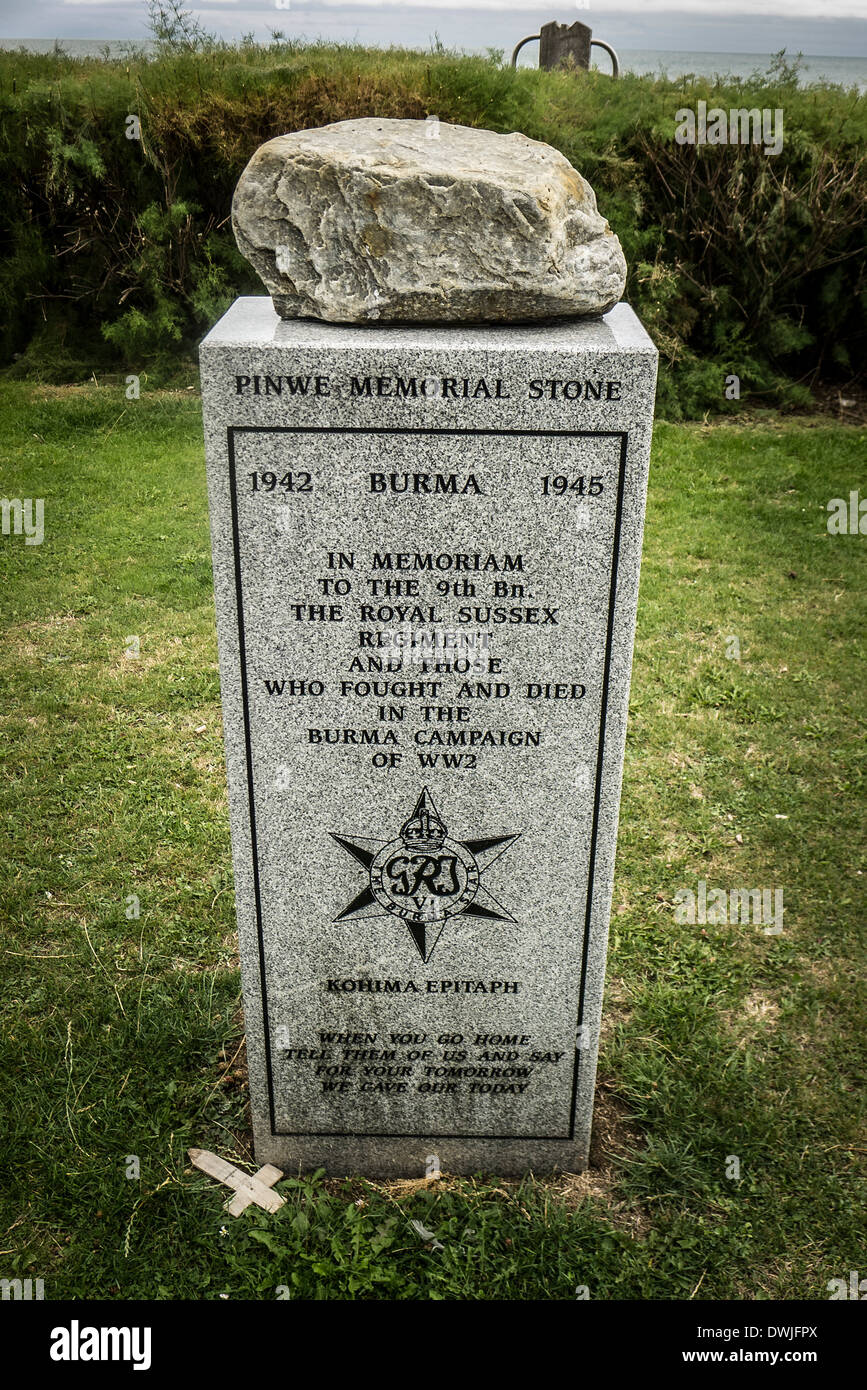 PINWE pierre commémorative de WW2 en Birmanie maintenant à Eastbourne UK Banque D'Images