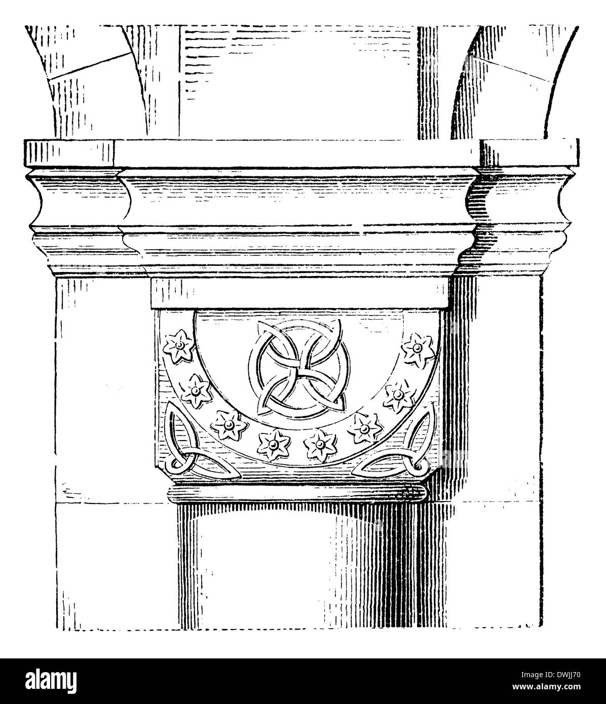 Pfeiler Halbsäule mit der Kirche zu Laach Banque D'Images