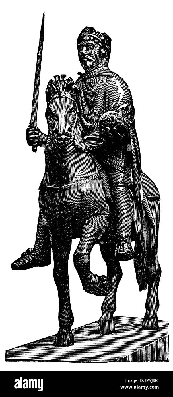 Charlemagne. Statuette en bronze, maintenant dans le Musée Carnavalet à Paris Banque D'Images