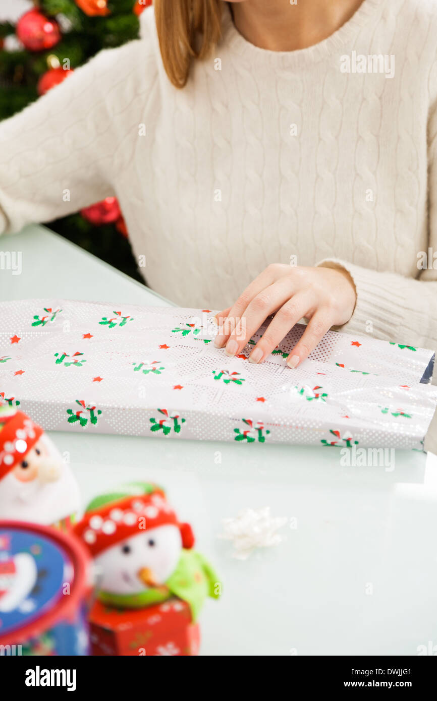 Emballage cadeau de Noël Femme Banque D'Images