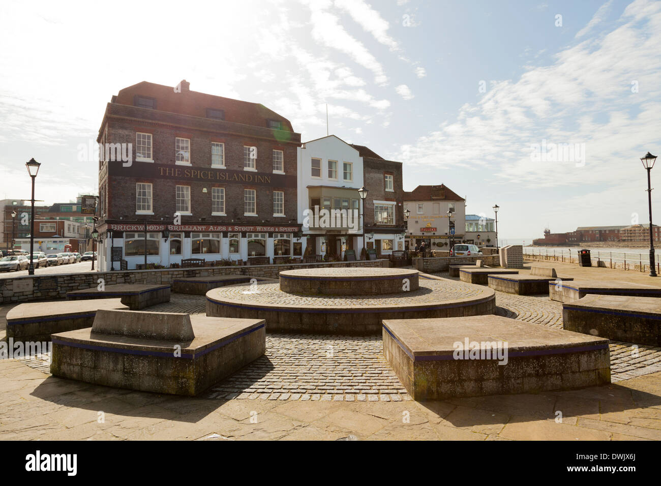 Spice Island Inn et le point en vieux Portsmouth. Banque D'Images