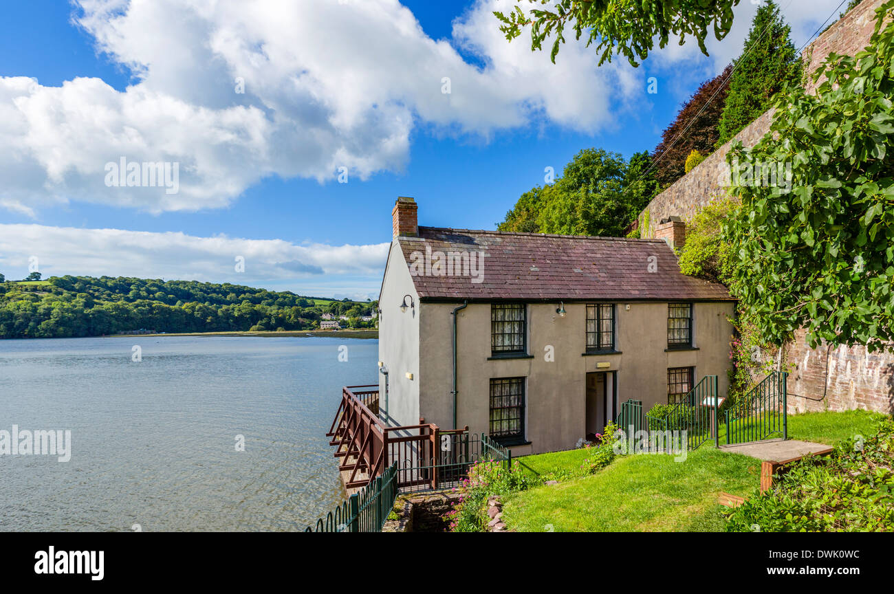 La remise à bateaux, le poète Dylan Thomas's home à Laugharne, Carmarthenshire, Pays de Galles, Royaume-Uni Banque D'Images