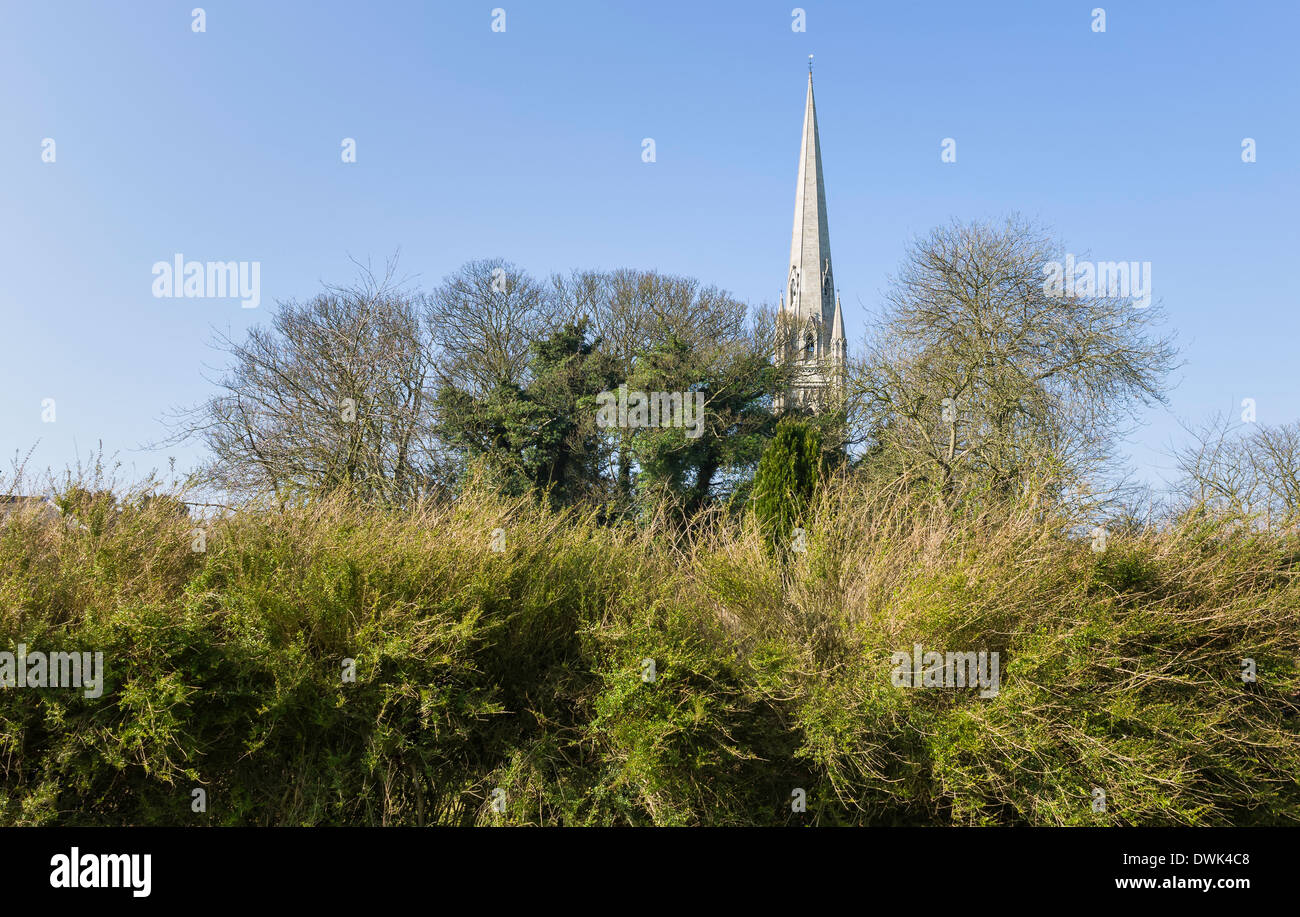 L'église St Mary, vers 1859, par un beau matin entouré de hauts couvrir dans le village de South Dalton, Yorkshire, UK. Banque D'Images