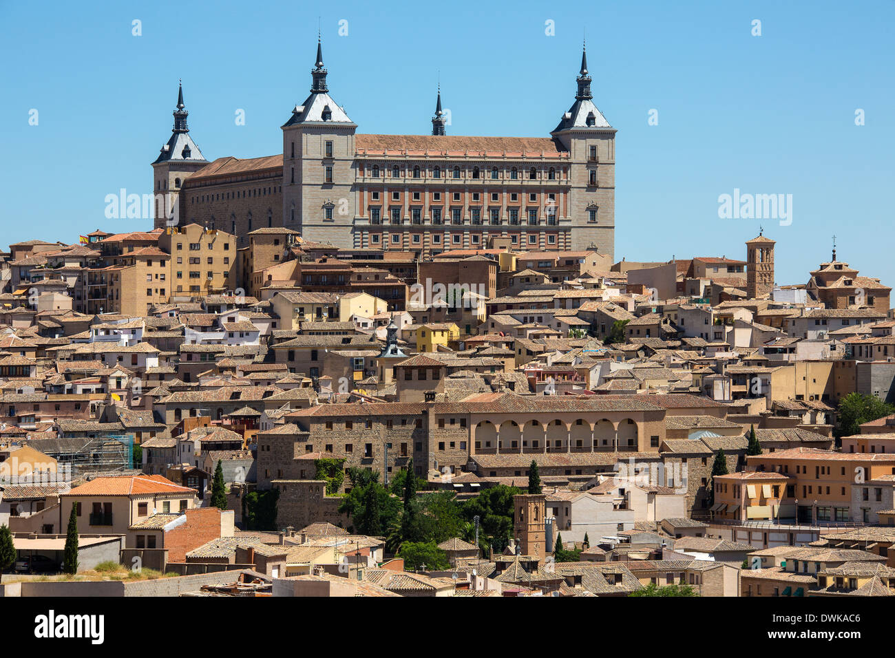 L'Alcazar et de la ville de Tolède dans la région de Castille-La Manche du centre de l'Espagne. Banque D'Images