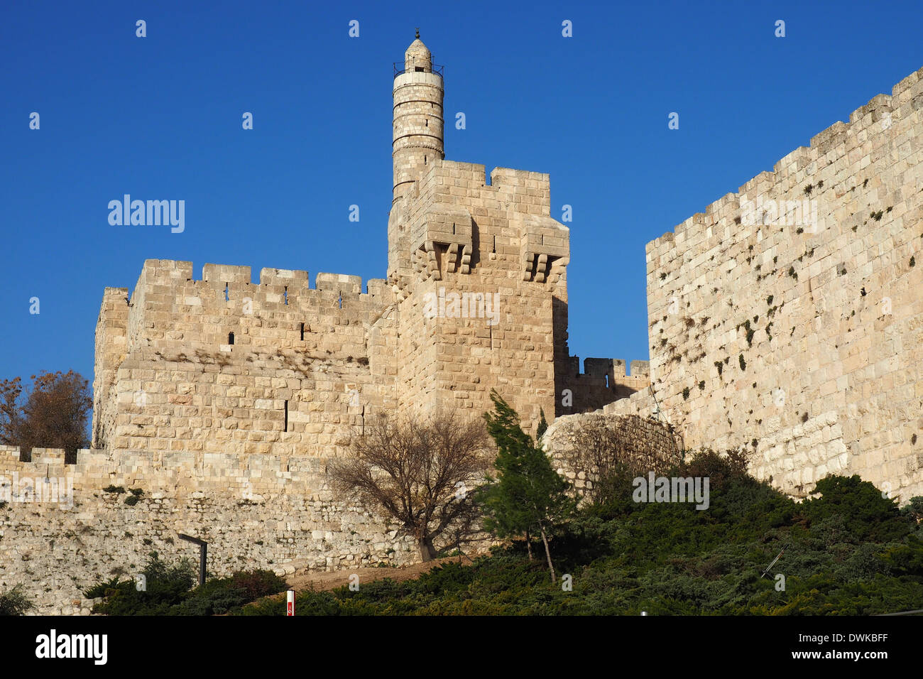 La citadelle de la Tour de David, vu de l'extérieur des murs de la vieille ville de Jérusalem Banque D'Images