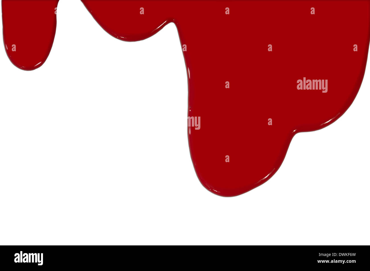 La peinture rouge fonctionnant en bas sur un fond blanc Banque D'Images