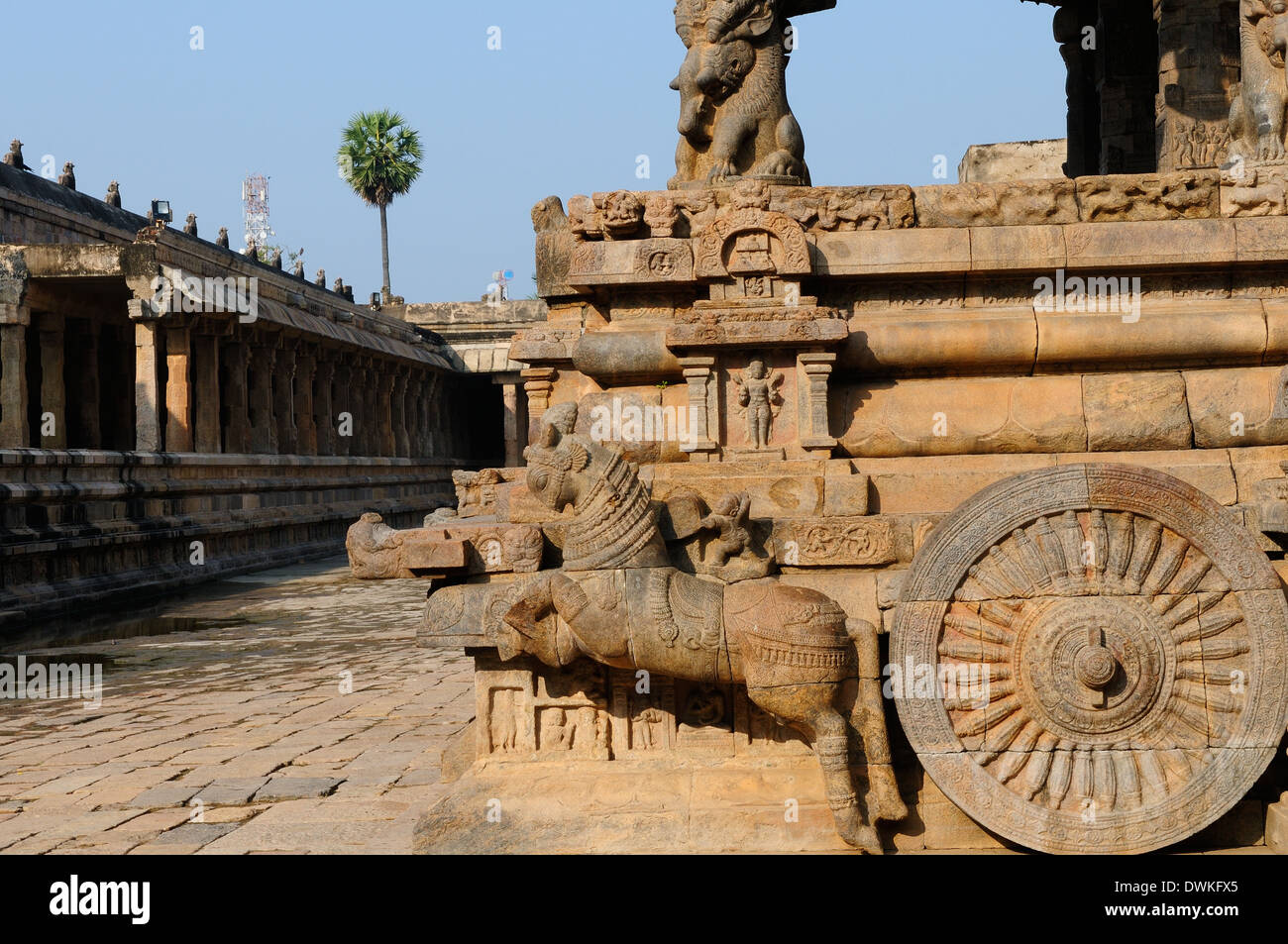 Temple (Temple de Darasuram Airavateswara), Darasuram, UNESCO World Heritage Site, Tamil Nadu, Inde, Asie Banque D'Images