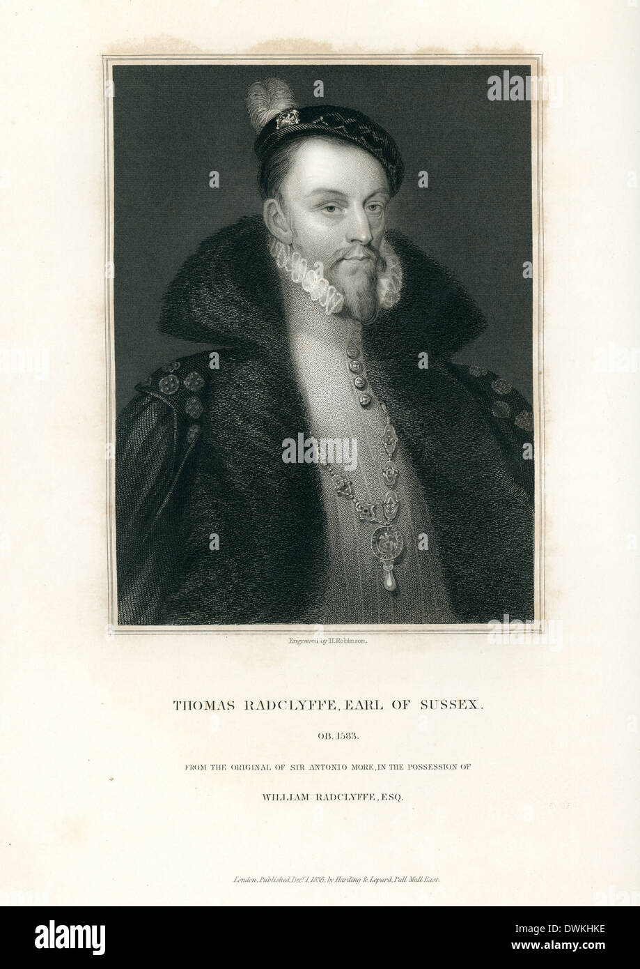 Portrait de Thomas Radclyffe Comte de Sussex, 1583. Banque D'Images