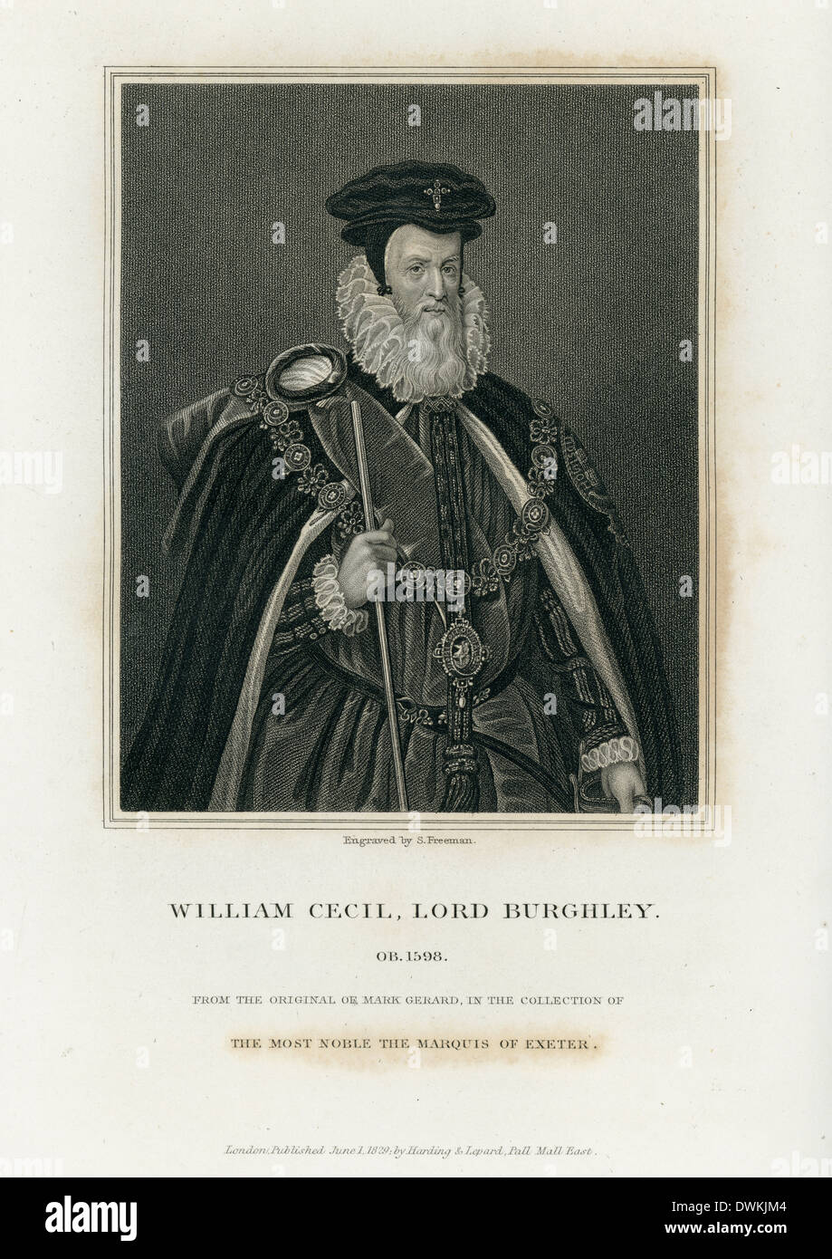 Portrait de William Cecil, 1er baron Burghley un état anglais, le conseiller en chef de la Reine Elizabeth I Banque D'Images