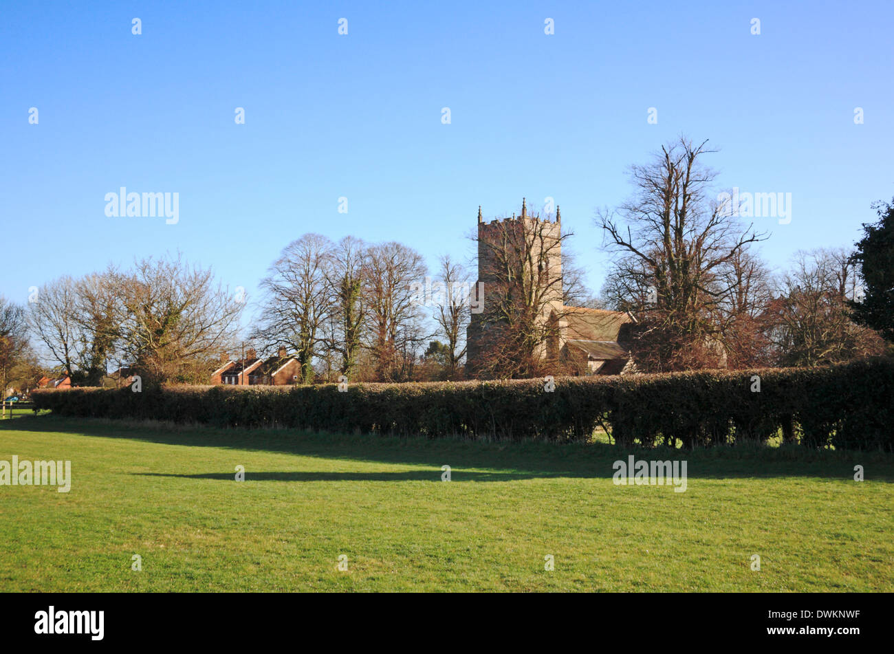 Une vue de l'église paroissiale de St Swithin à Bintree, Norfolk, Angleterre, Royaume-Uni. Banque D'Images