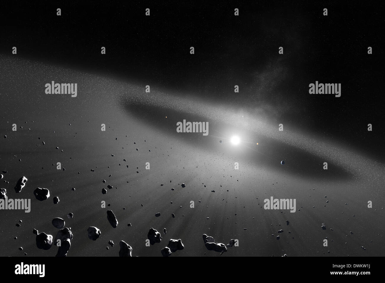 Ceinture d'astéroïdes avec quatre planètes solaire intérieure Banque D'Images
